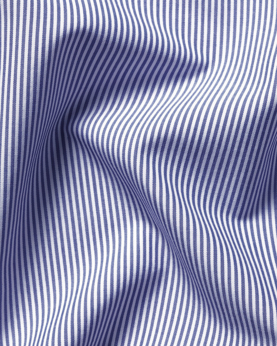 Non-Iron Stretch Poplin Bengal Stripe Shirt - Royal Blue