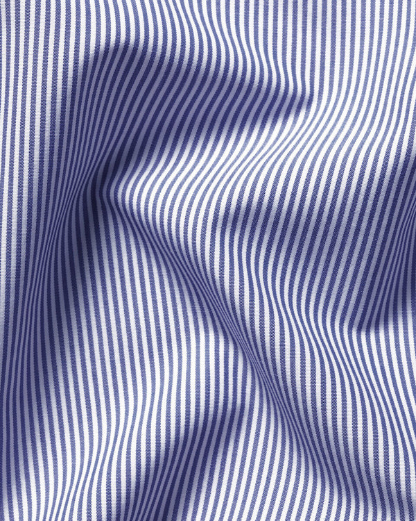 Non-Iron Stretch Poplin Bengal Stripe Shirt - Royal Blue