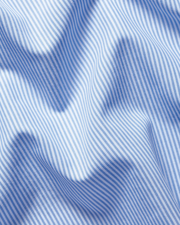 Non-Iron Stretch Poplin Bengal Stripe Shirt – Cornflower Blue