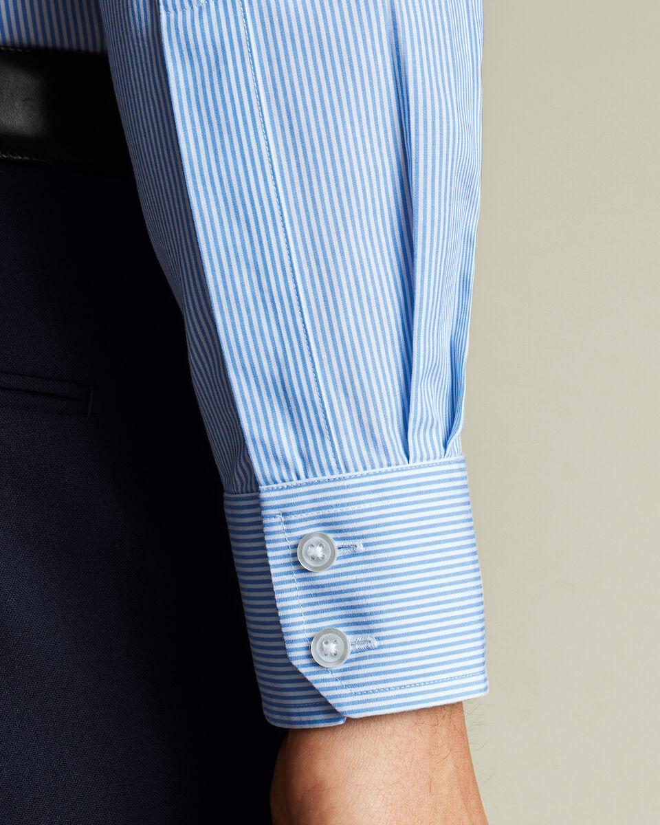 Non-Iron Stretch Poplin Bengal Stripe Shirt – Cornflower Blue