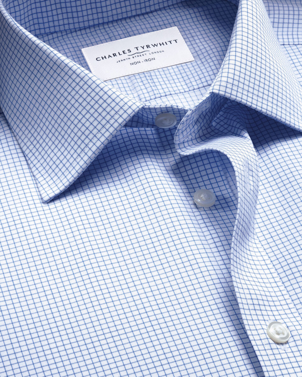 Non-Iron Twill Check Shirt - Cornflower Blue Main image