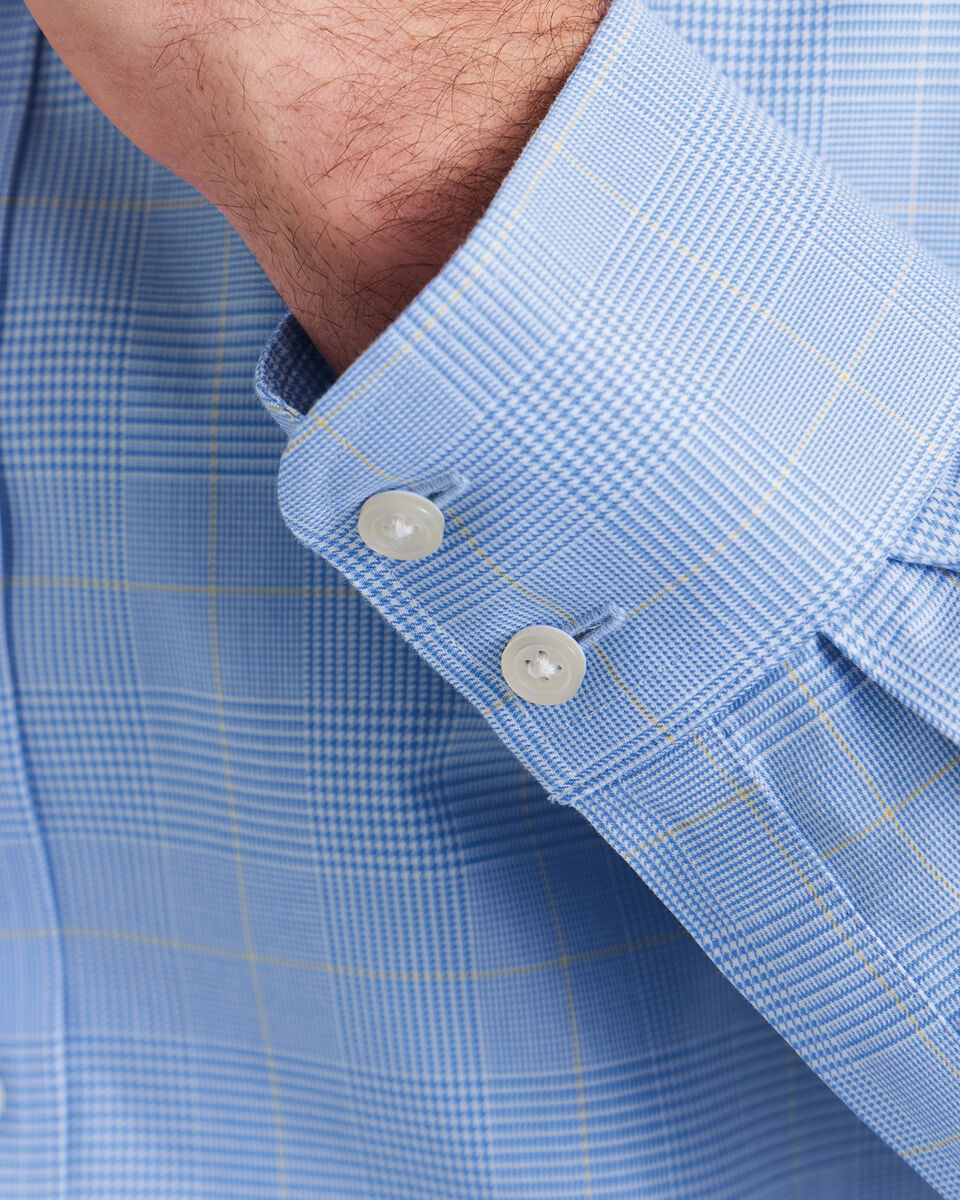 Non-Iron Prince of Wales Check Shirt - Ocean Blue