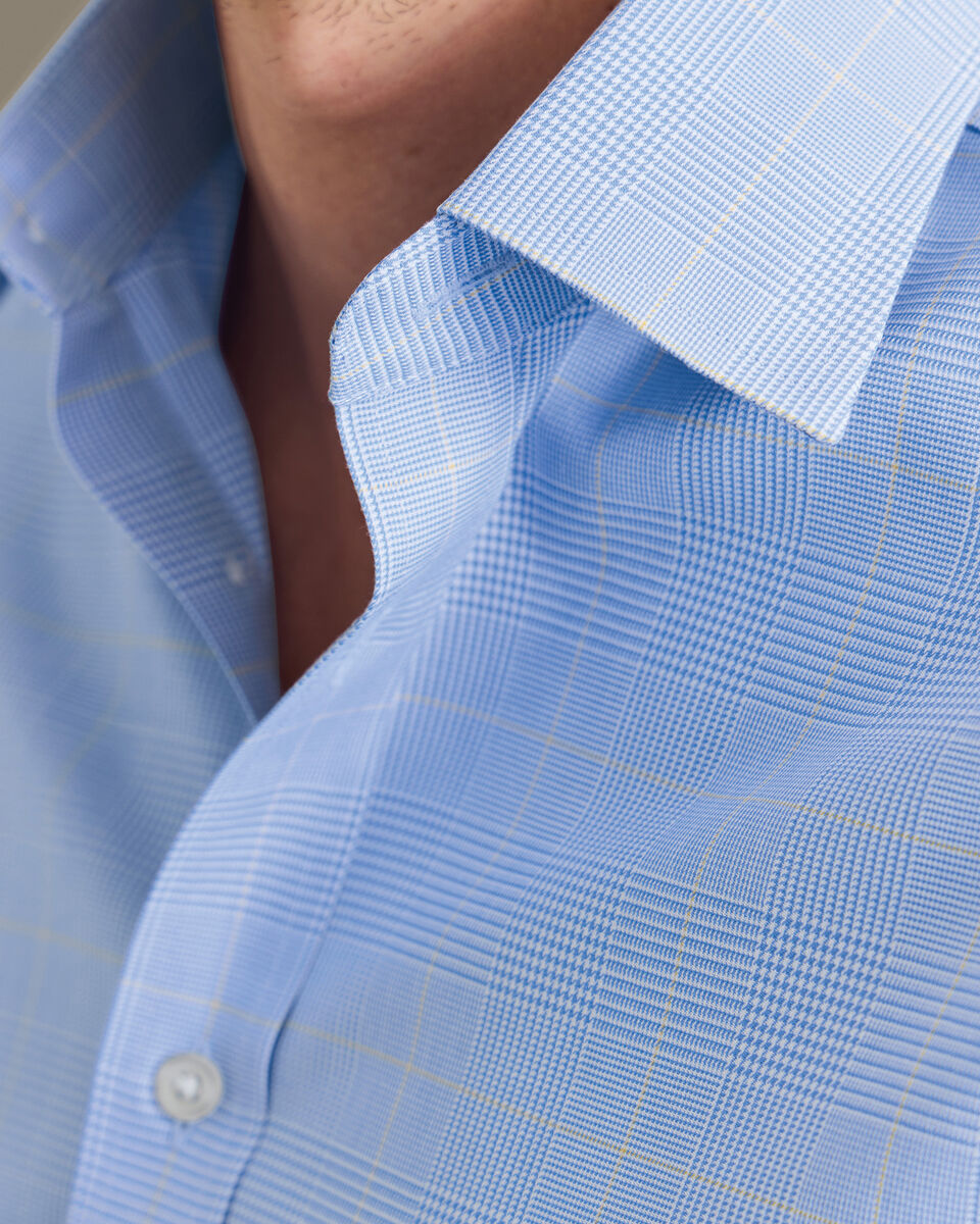 Non-Iron Prince of Wales Check Shirt - Ocean Blue