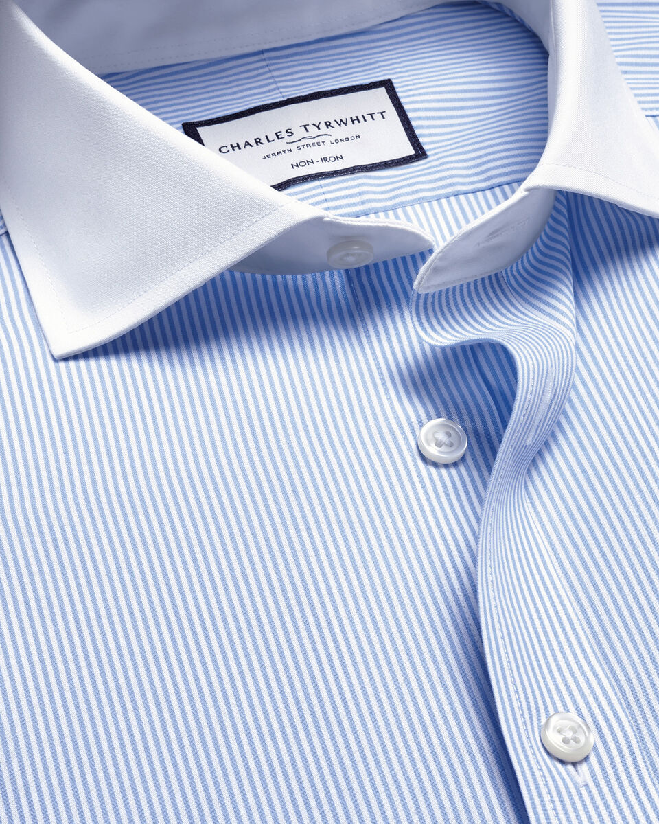 Non-Iron Stretch Poplin Stripe Winchester Shirt - Sky Main image