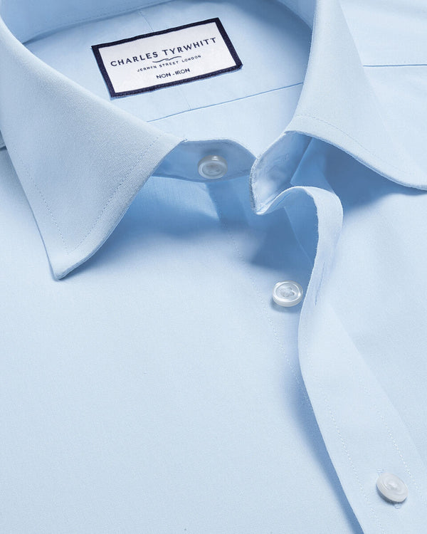 Non-Iron Poplin Short-Sleeve Shirt - Sky Blue