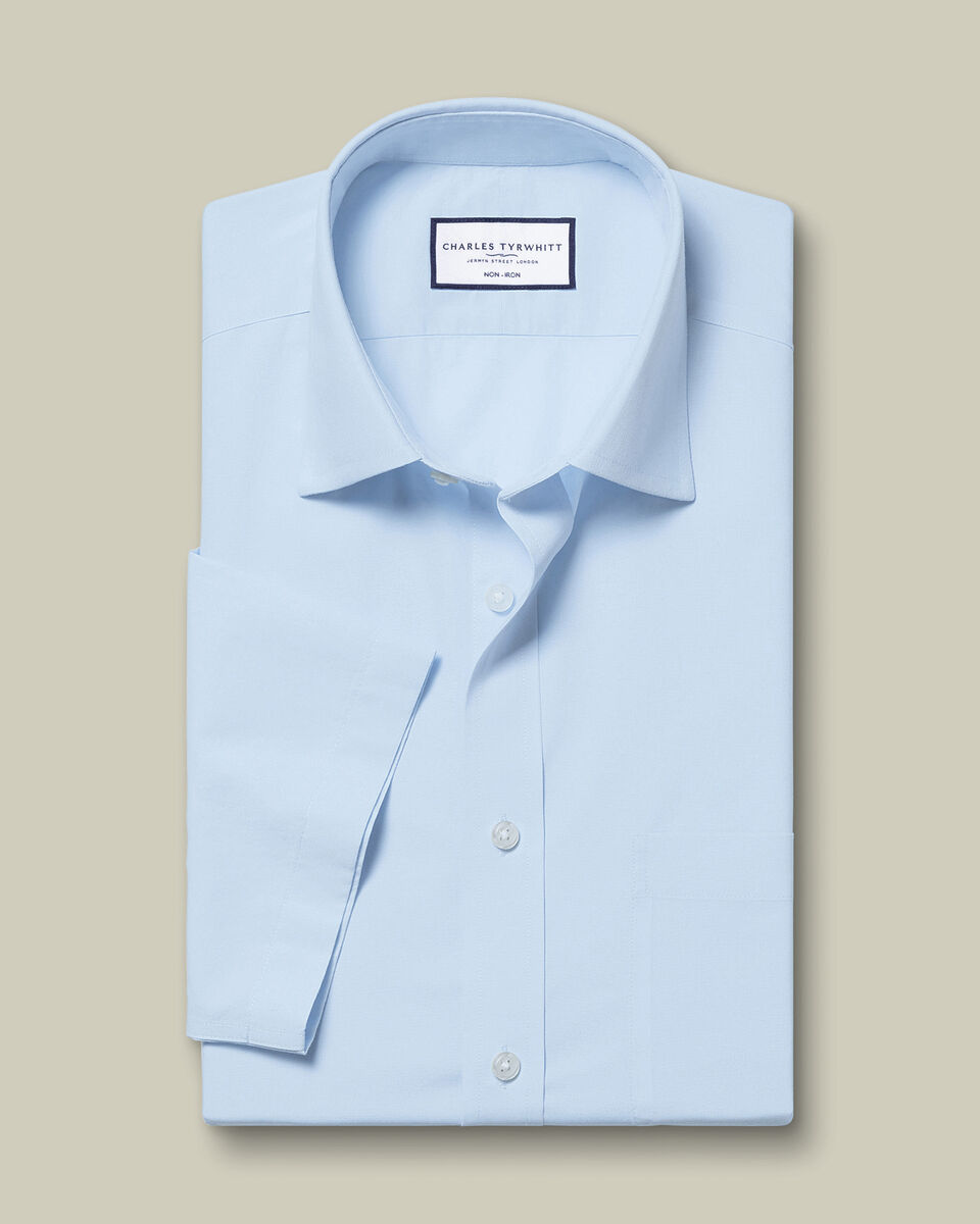 Non-Iron Poplin Short-Sleeve Shirt - Sky Blue