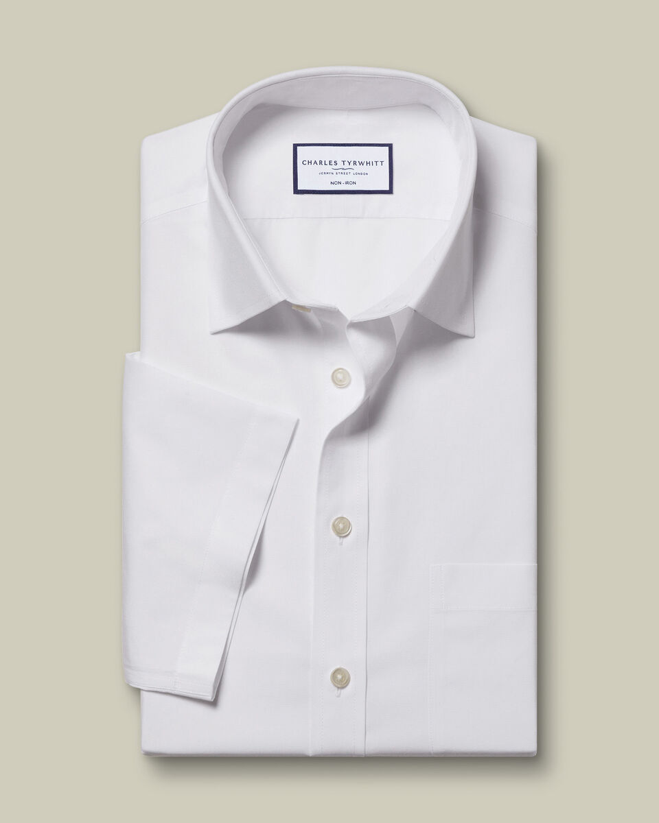 Non-Iron Poplin Short-Sleeve Shirt - White