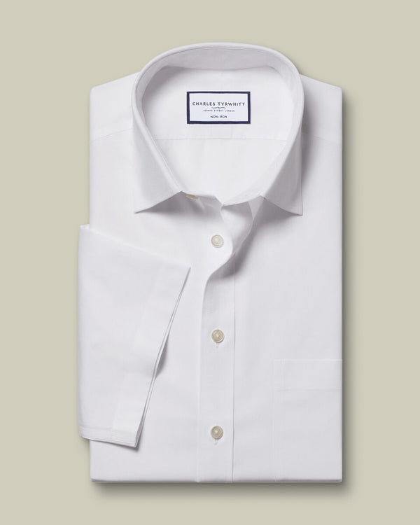 Non-Iron Poplin Short-Sleeve Shirt - White