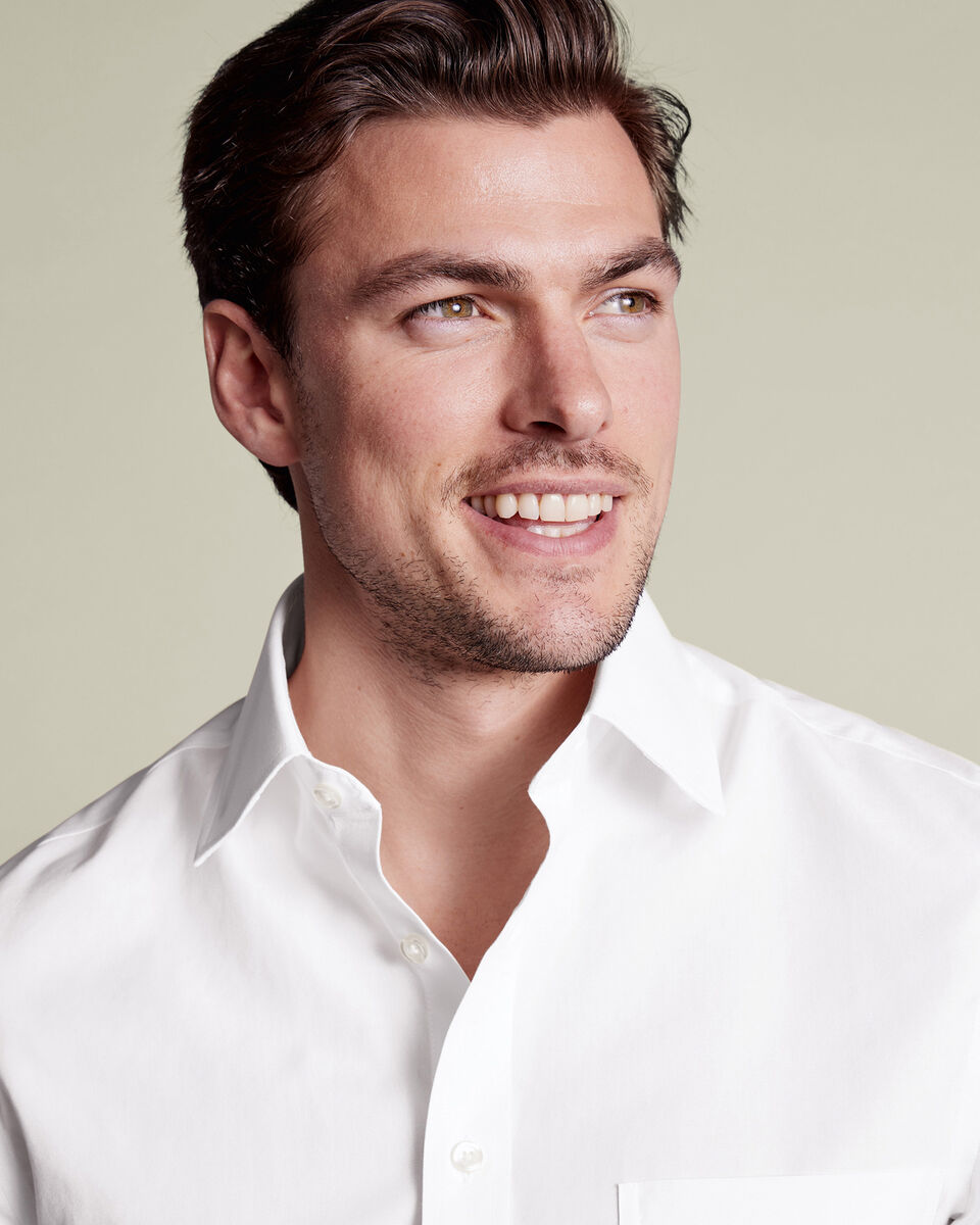 Non-Iron Poplin Short-Sleeve Shirt - White