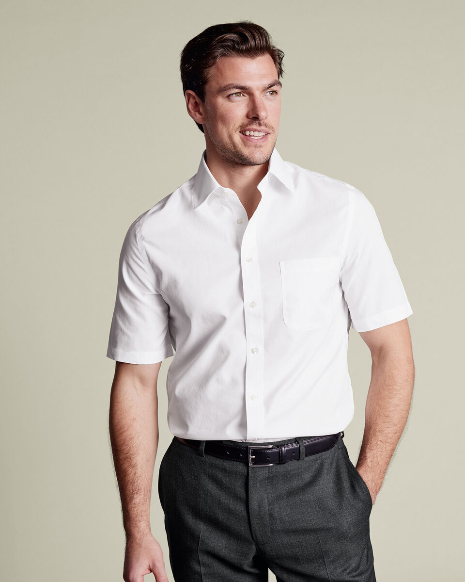 Non-Iron Poplin Short-Sleeve Shirt - White