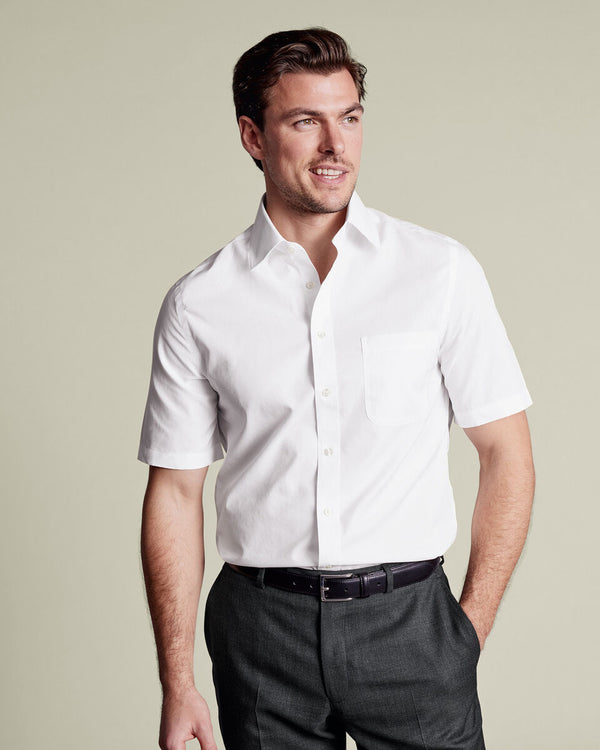 Non-Iron Poplin Short-Sleeve Shirt - White