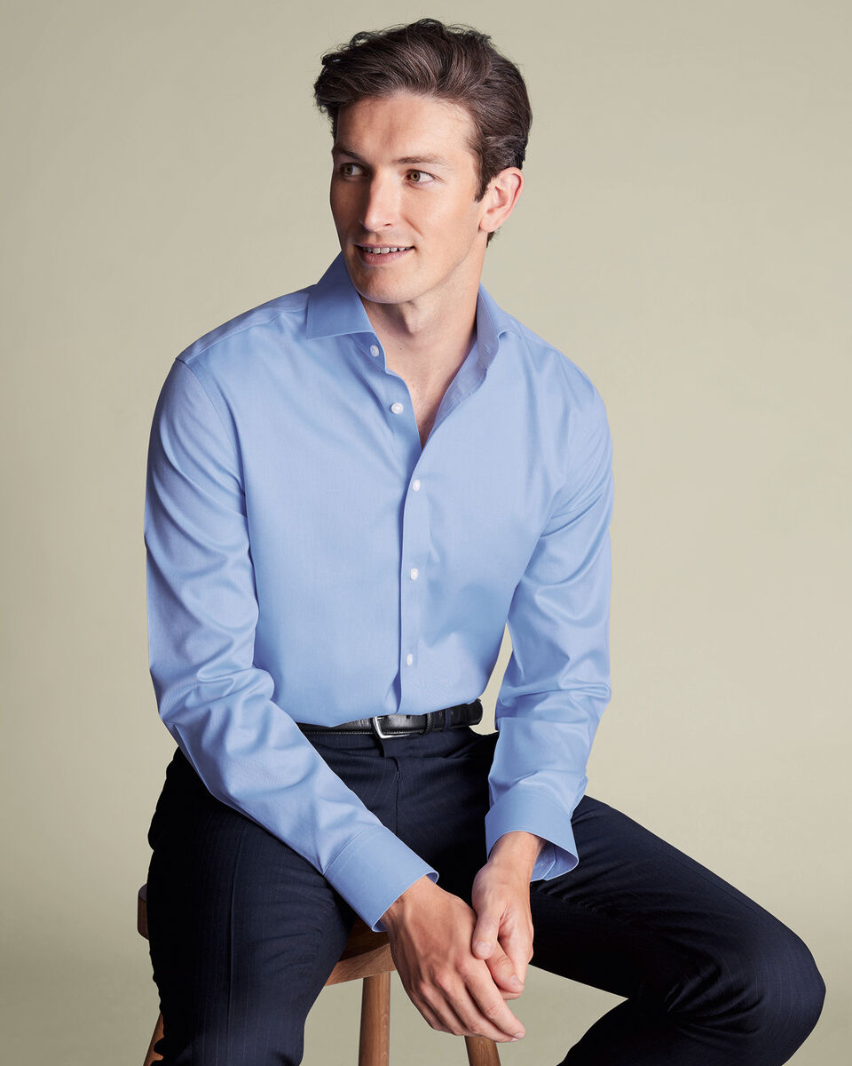 Non-Iron Twill Shirt - Cornflower Blue