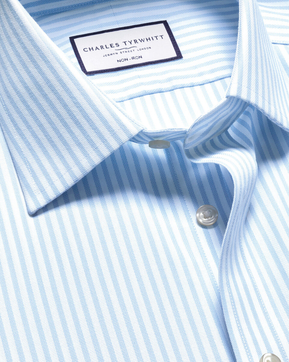 Non-Iron Royal Oxford Stripe Shirt - Sky Blue Main image