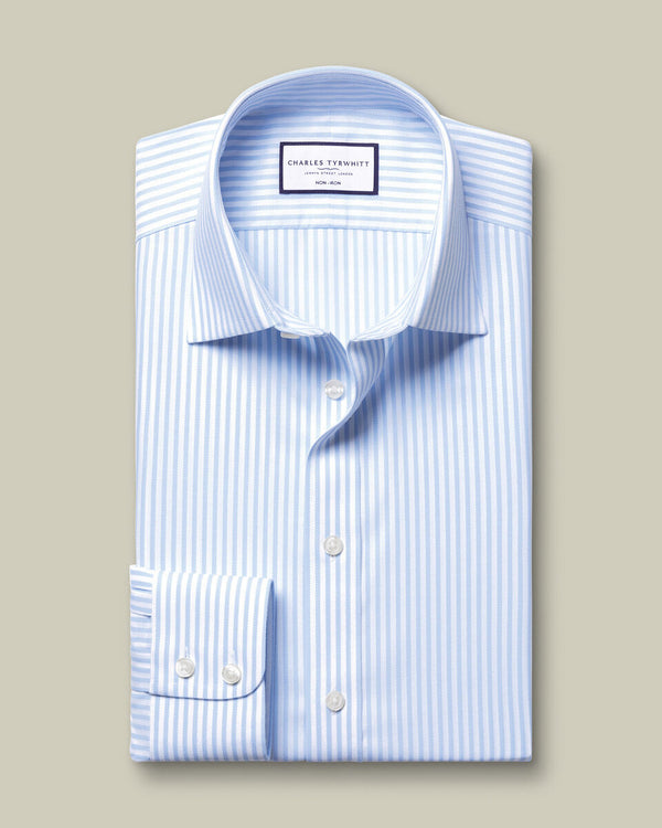 Non-Iron Royal Oxford Stripe Shirt - Sky Blue