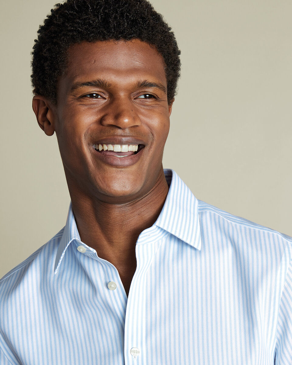 Non-Iron Royal Oxford Stripe Shirt - Sky Blue