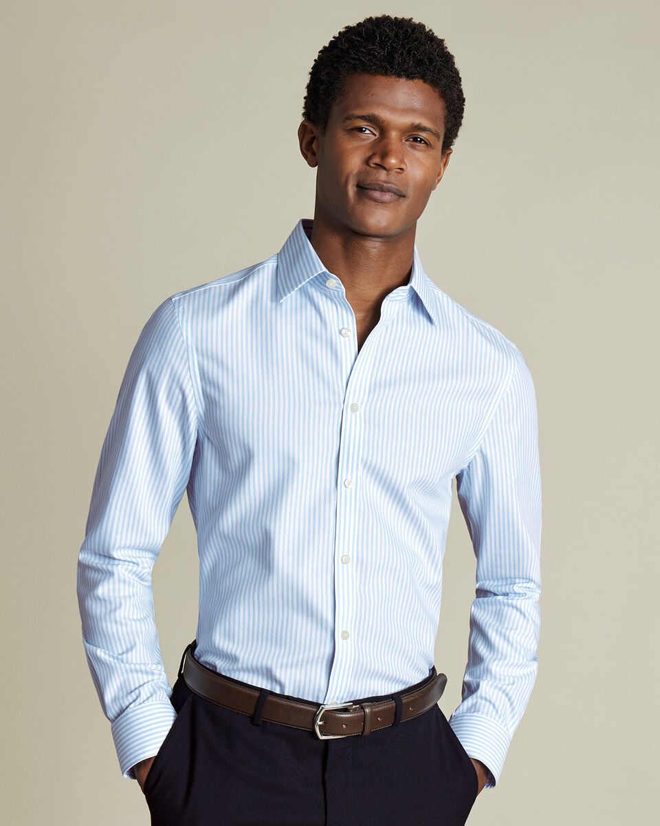 Non-Iron Royal Oxford Stripe Shirt - Sky Blue Secondary image