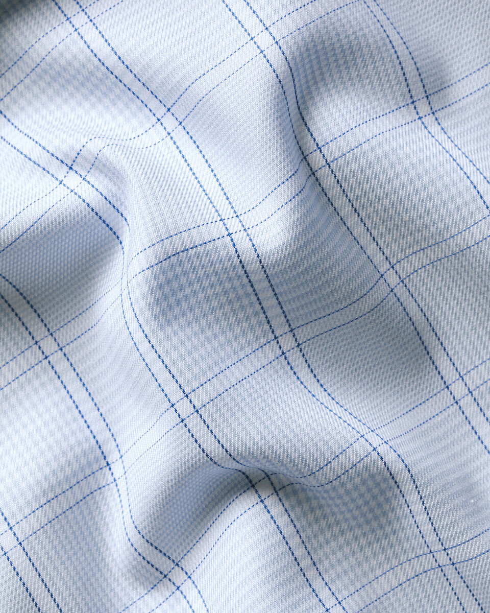 Non-Iron Twill Prince of Wales Check Shirt - Light Blue
