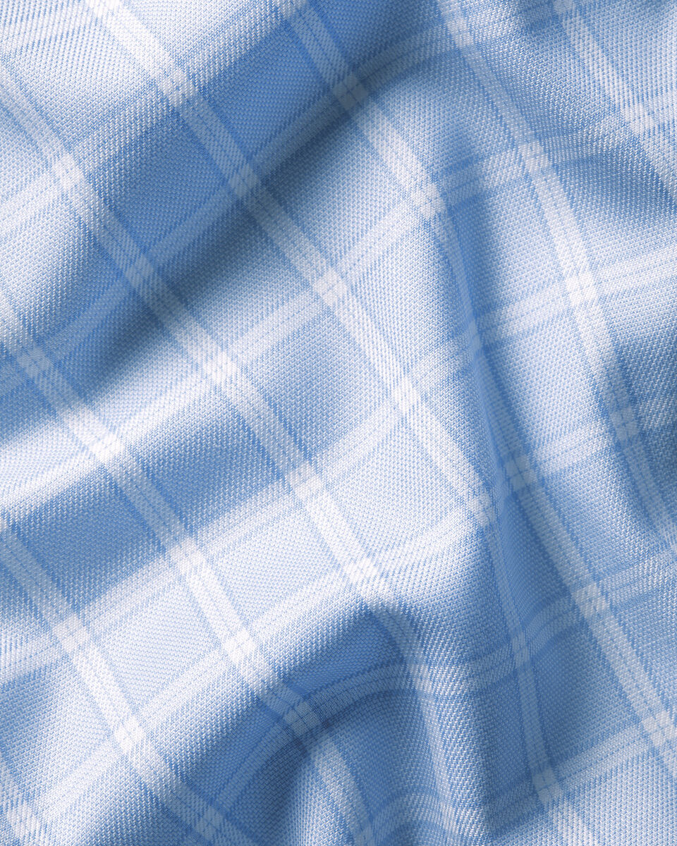 Non-Iron Twill Check Shirt - Sky Blue