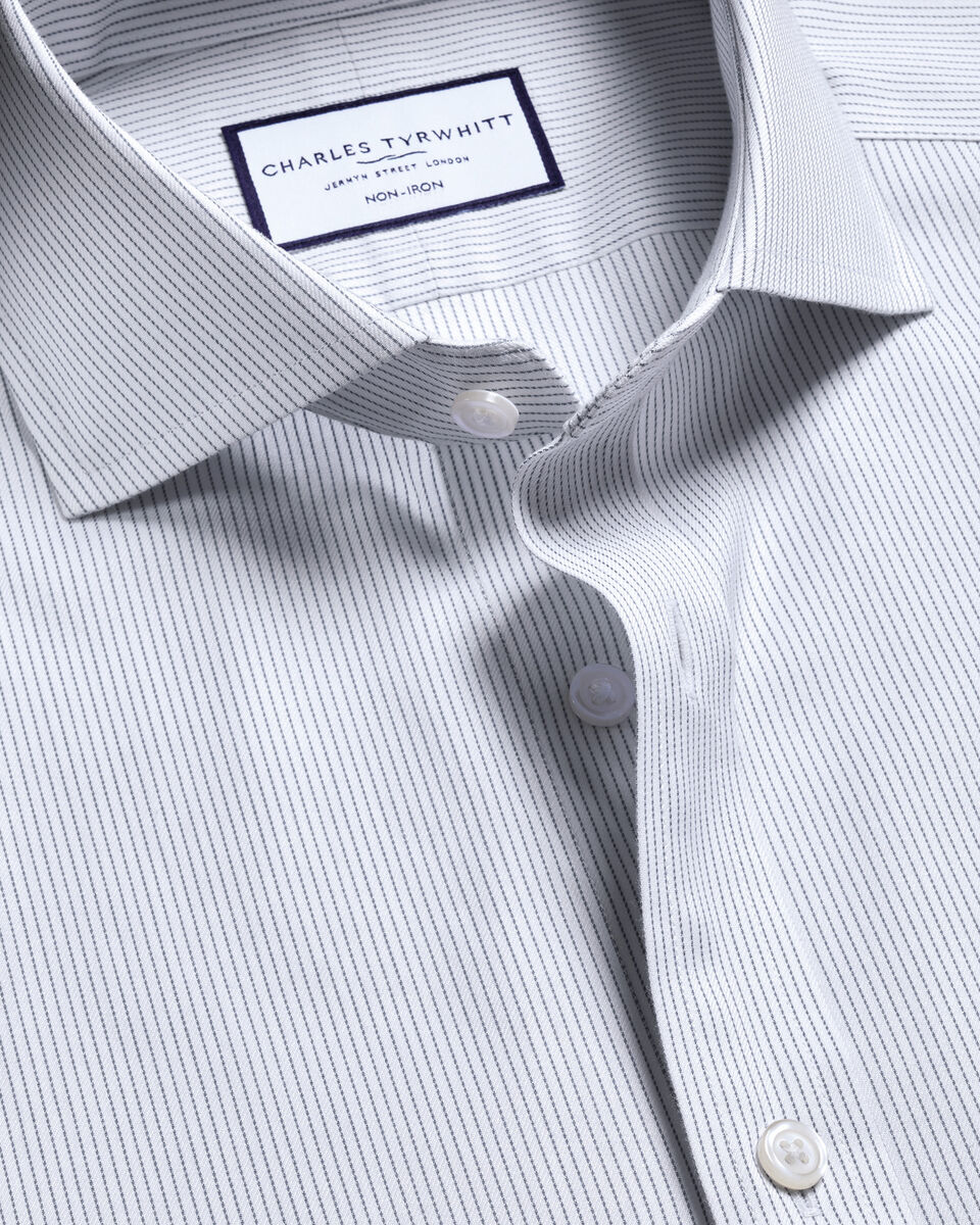 Non-Iron Twill Stripe Shirt - Indigo Blue