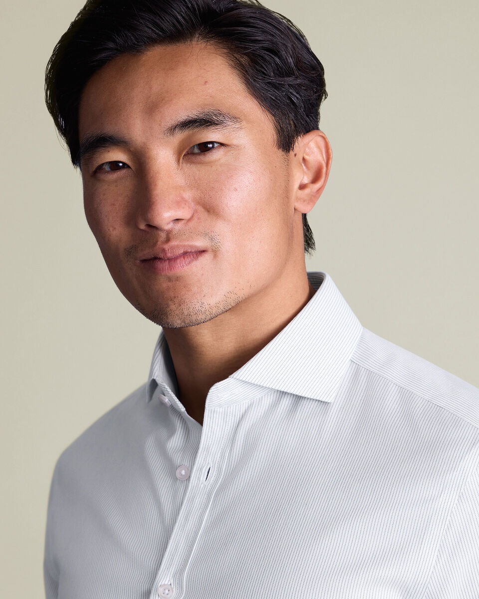 Non-Iron Twill Stripe Shirt - Indigo Blue