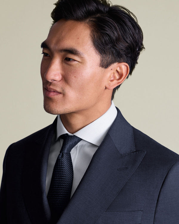 Non-Iron Twill Stripe Shirt - Indigo Blue