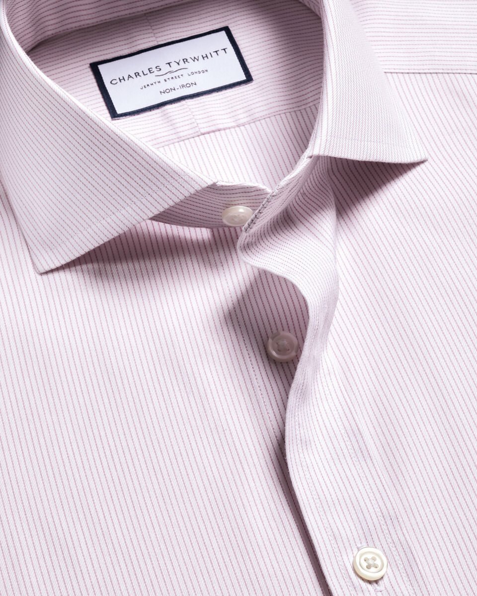 Non-Iron Twill Stripe Shirt - Pink Main image