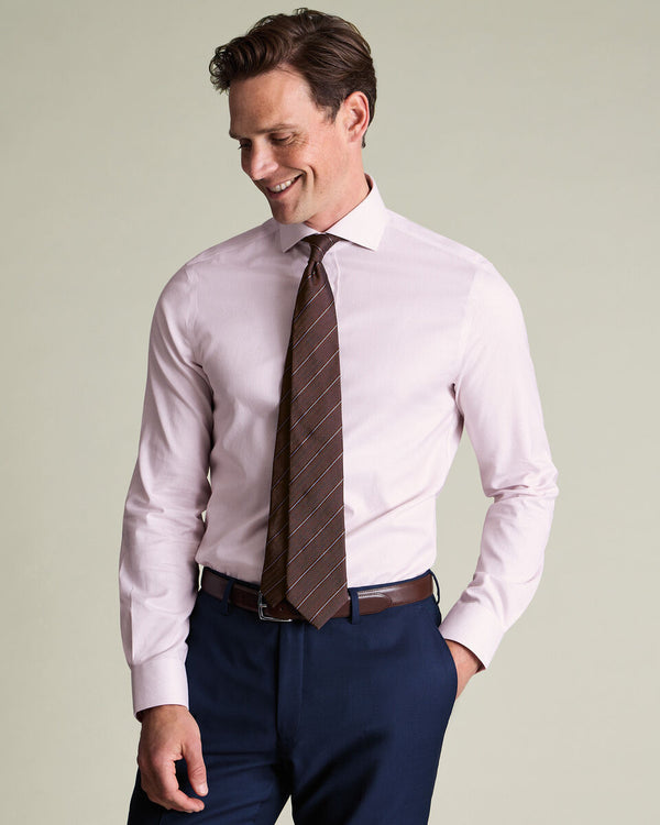 Non-Iron Twill Stripe Shirt - Pink