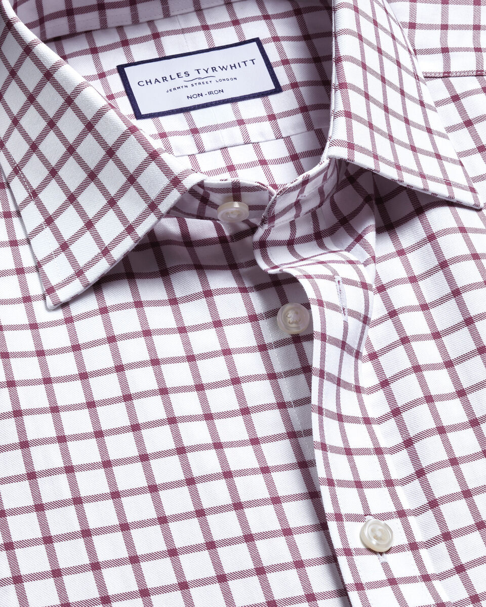 Non-Iron Twill Check Shirt - Dark Pink Main image