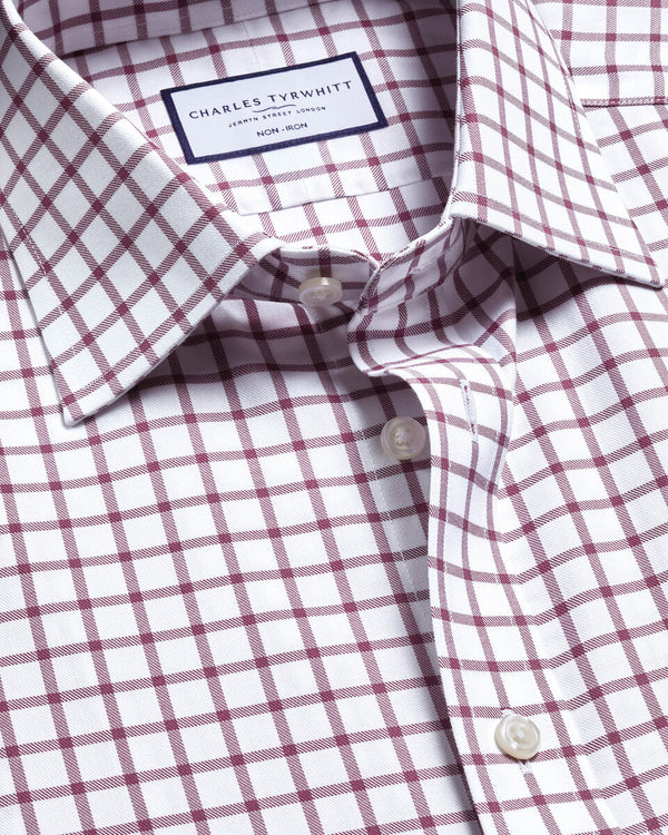 Non-Iron Twill Check Shirt - Dark Pink