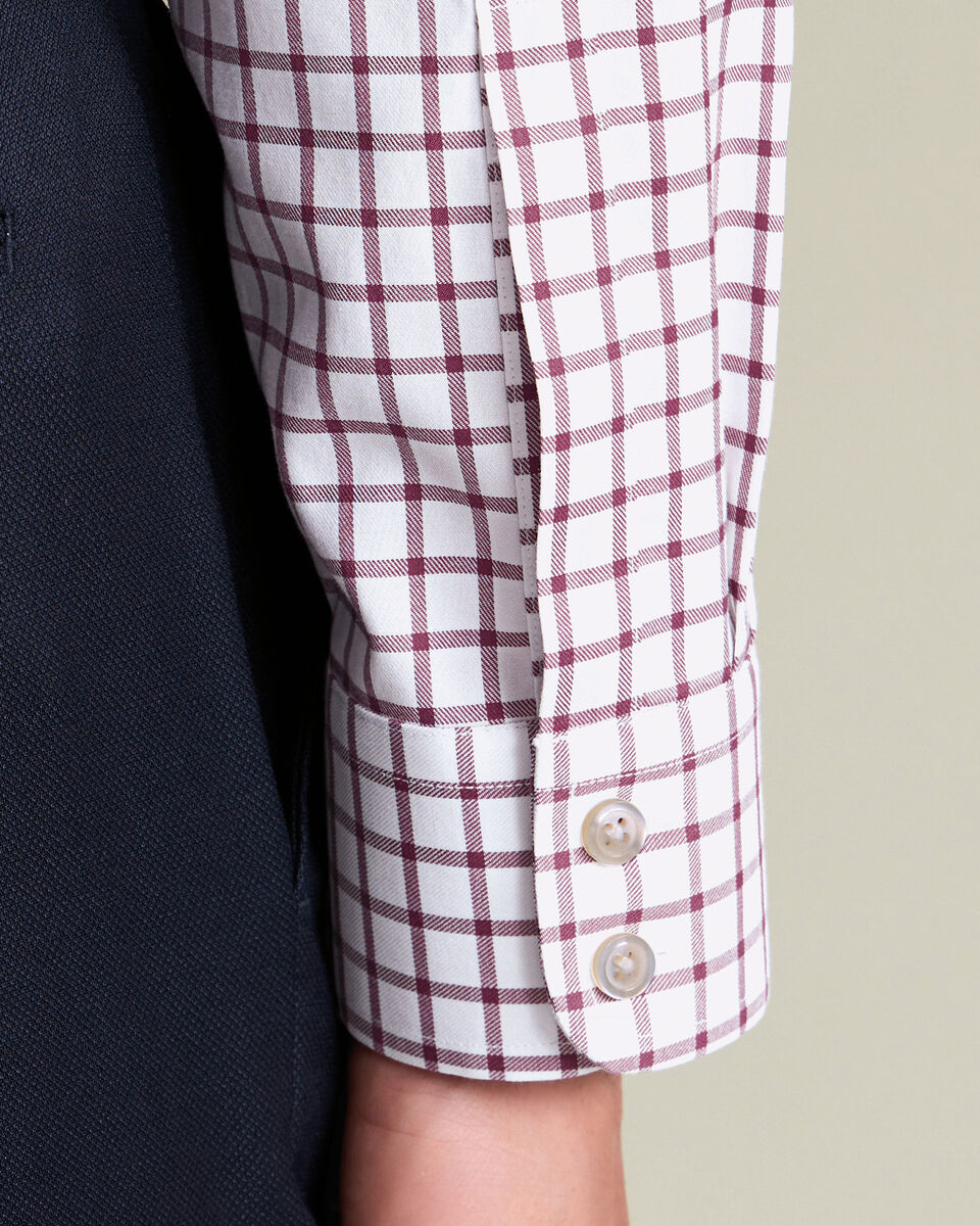 Non-Iron Twill Check Shirt - Dark Pink