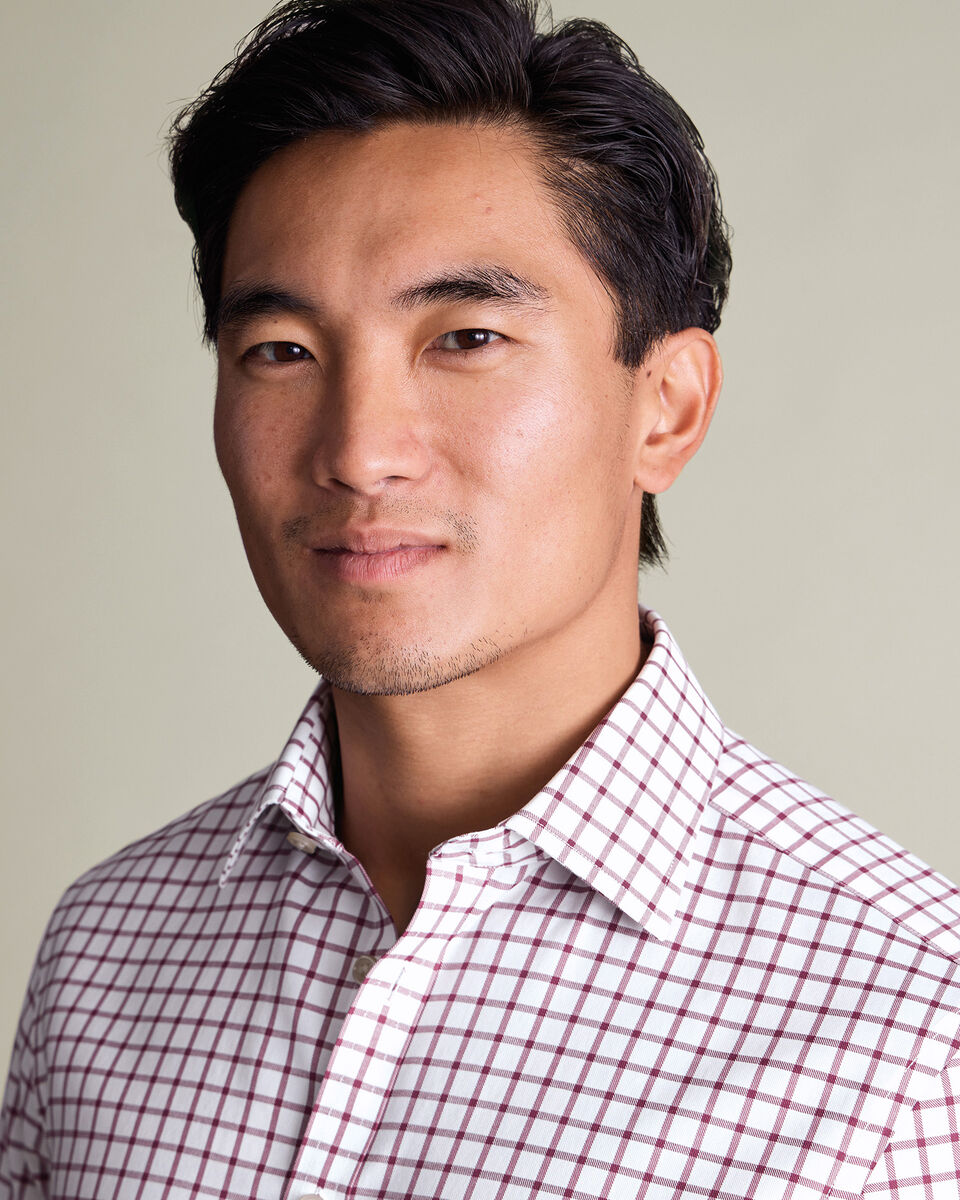 Non-Iron Twill Check Shirt - Dark Pink