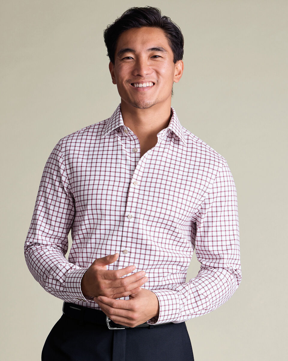 Non-Iron Twill Check Shirt - Dark Pink Secondary image