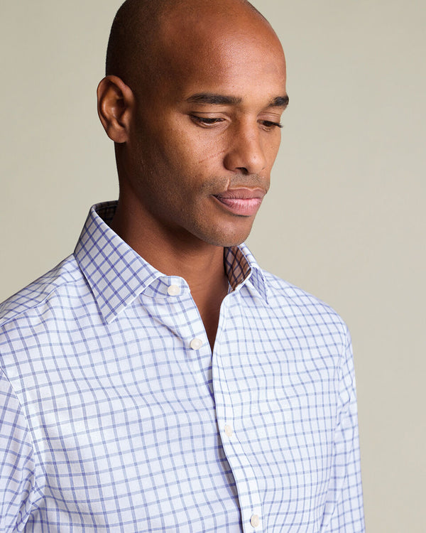 Non-Iron Twill Check Shirt - Sky Blue