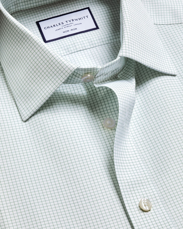 Non-Iron Twill Check Shirt - Green