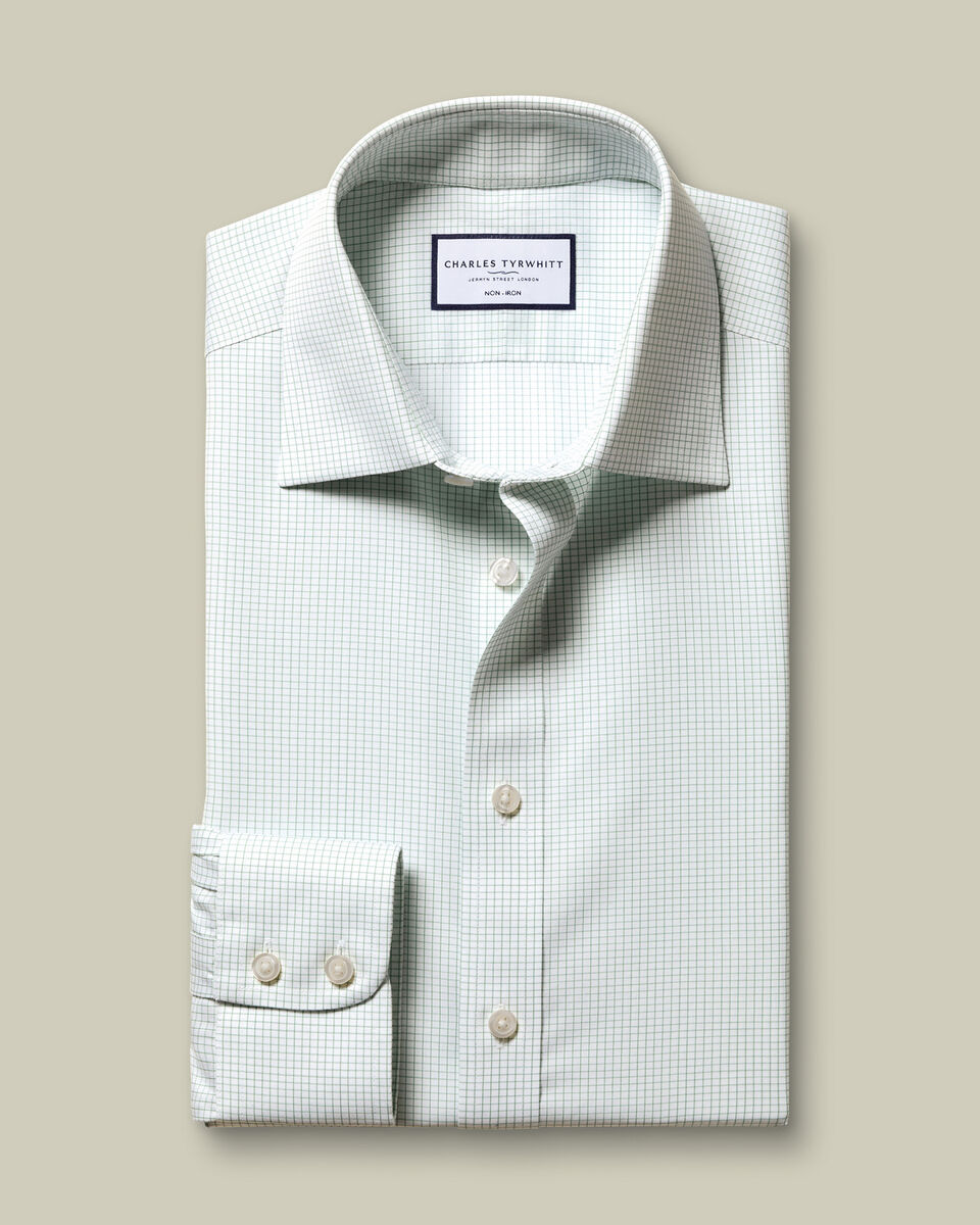 Non-Iron Twill Check Shirt - Green