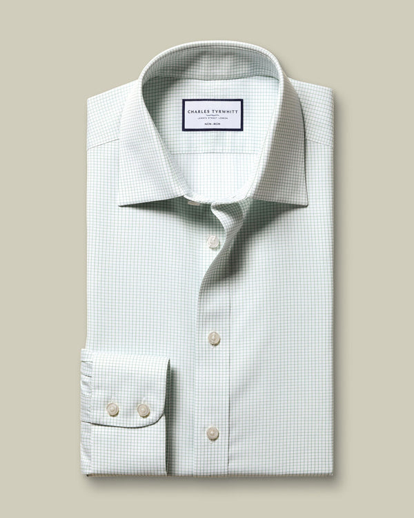 Non-Iron Twill Check Shirt - Green