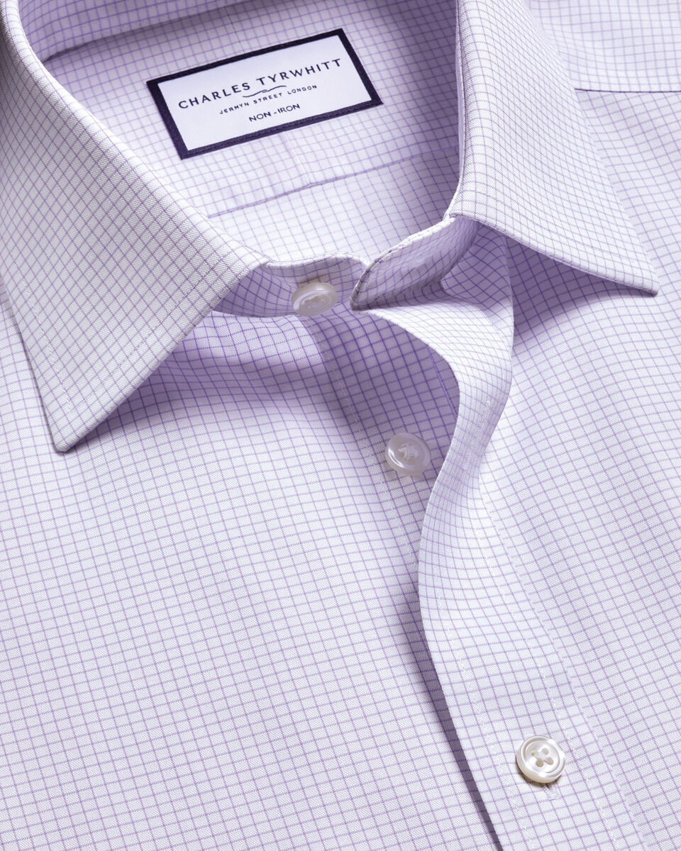 Non-Iron Twill Check Shirt - Lilac Main image