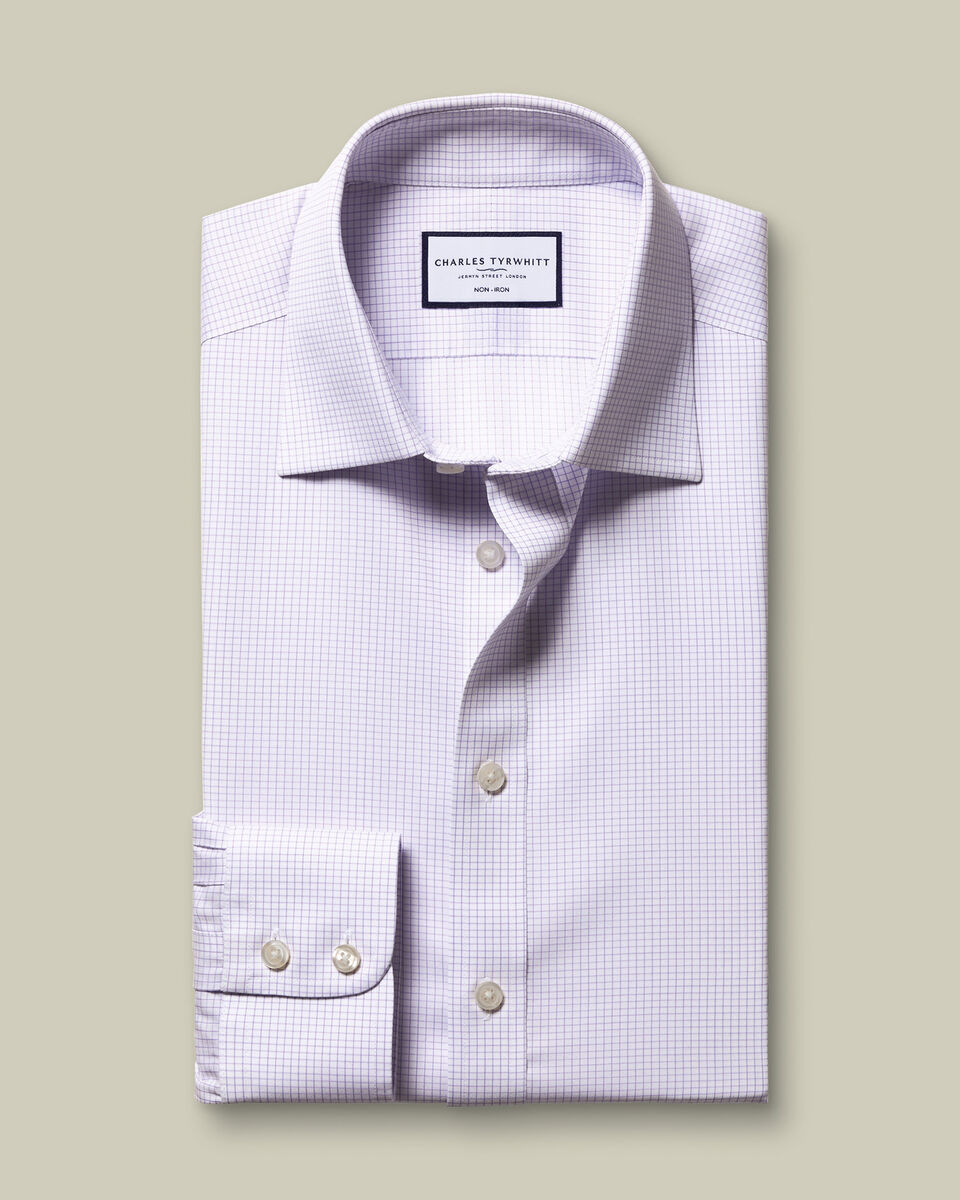 Non-Iron Twill Check Shirt - Lilac
