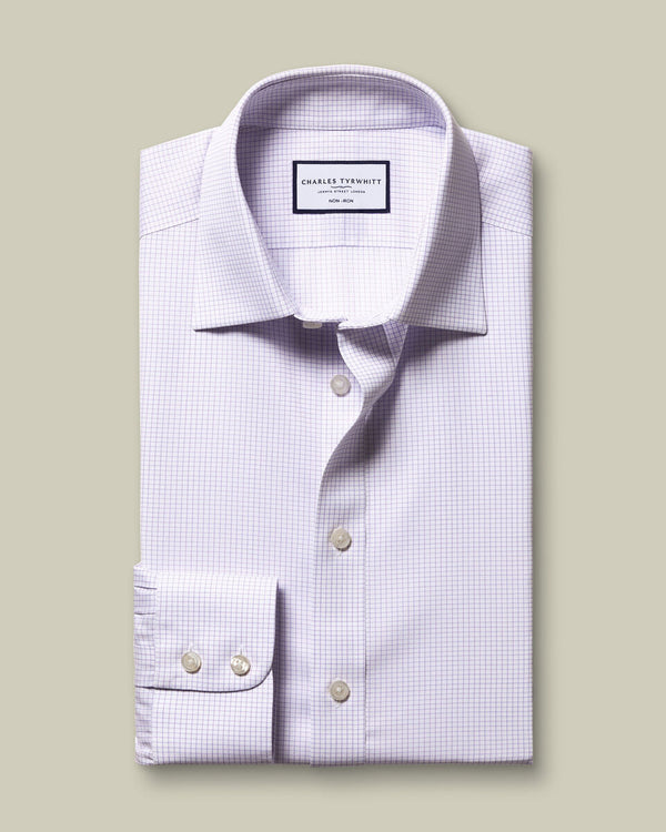 Non-Iron Twill Check Shirt - Lilac