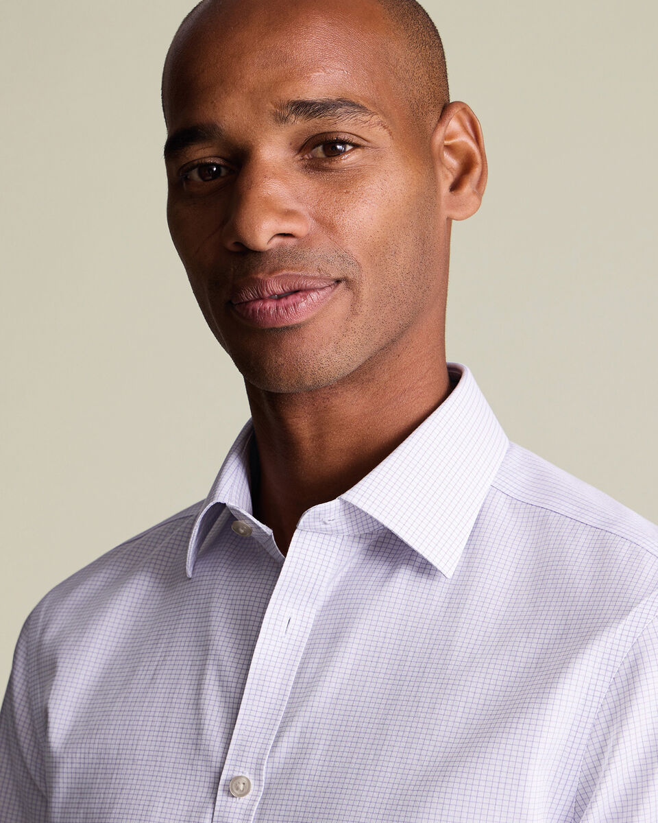 Non-Iron Twill Check Shirt - Lilac