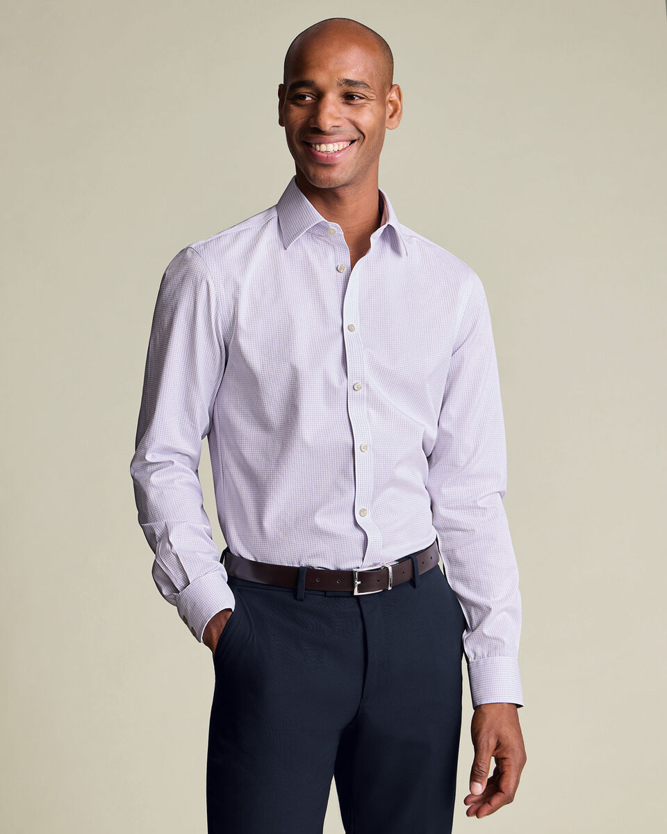 Non-Iron Twill Check Shirt - Lilac