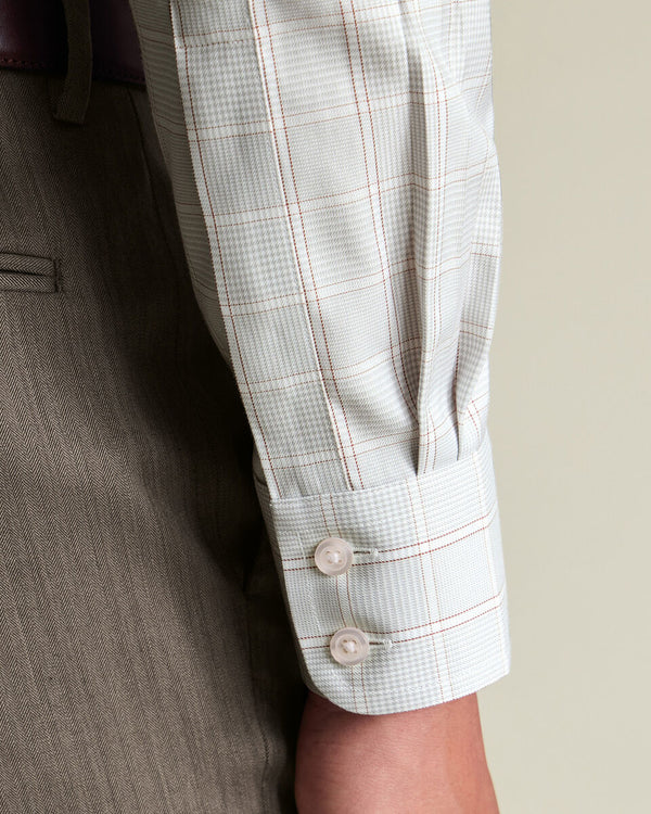 Non-Iron Twill Prince of Wales Check Shirt - Silver Gray