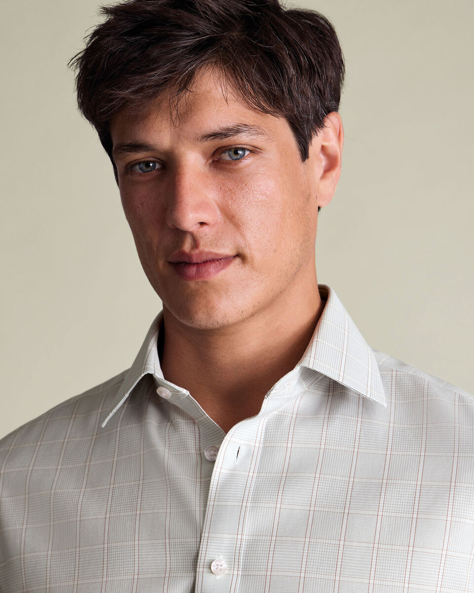Non-Iron Twill Prince of Wales Check Shirt - Silver Gray