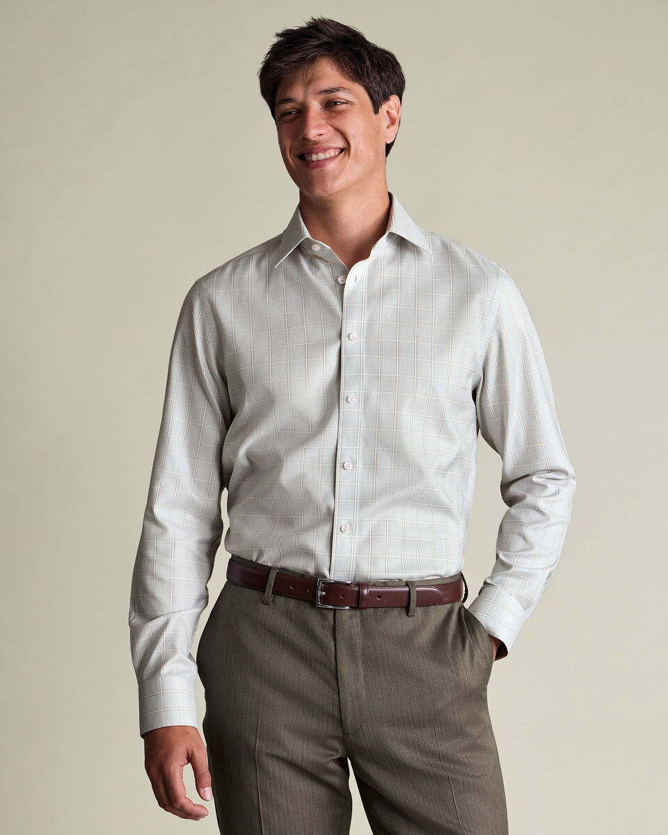 Non-Iron Twill Prince of Wales Check Shirt - Silver Gray Secondary image