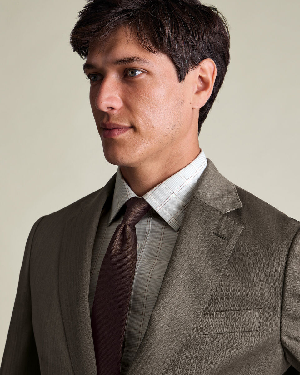 Non-Iron Twill Prince of Wales Check Shirt - Silver Gray