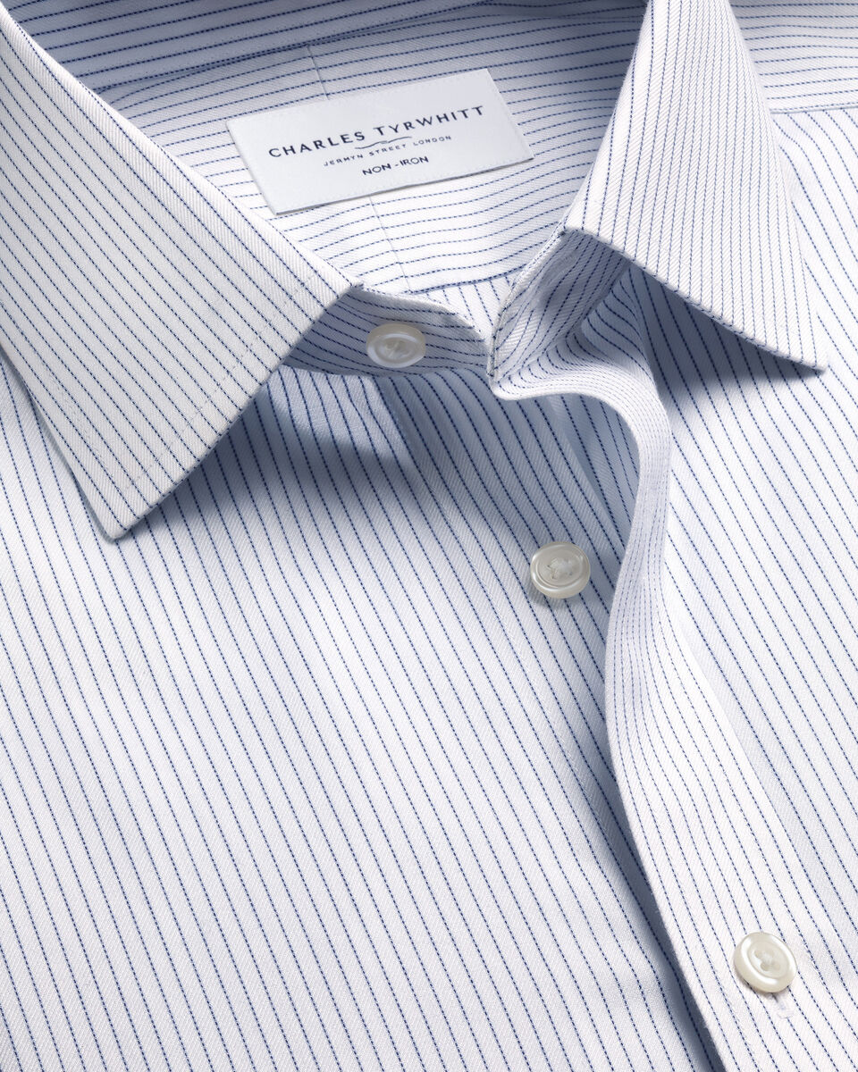 Non-Iron Twill Stripe Shirt – Indigo Blue Main image