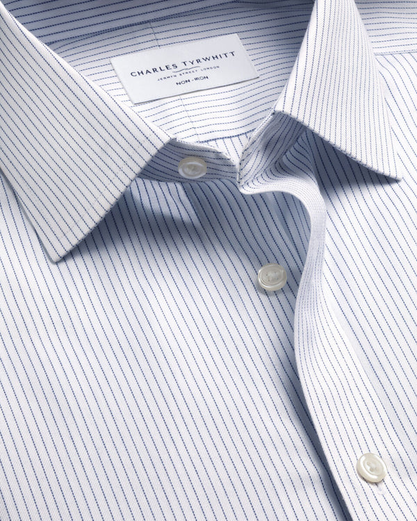 Non-Iron Twill Stripe Shirt – Indigo Blue