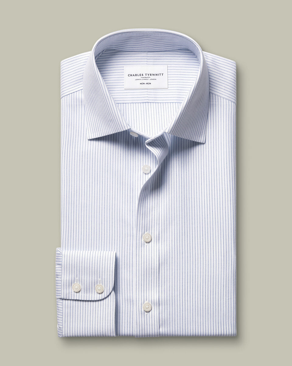 Non-Iron Twill Stripe Shirt – Indigo Blue