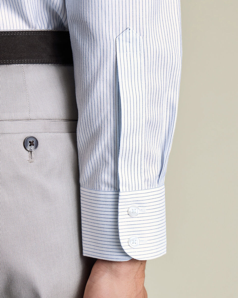 Non-Iron Twill Stripe Shirt – Indigo Blue
