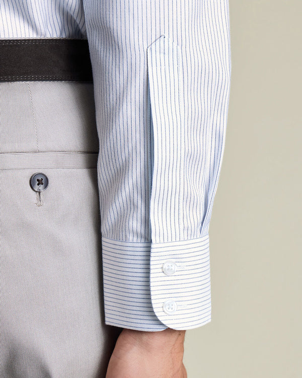 Non-Iron Twill Stripe Shirt – Indigo Blue